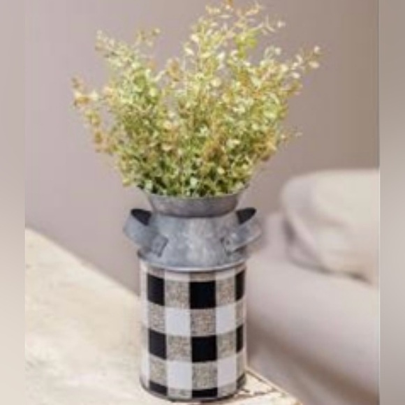 *Black & White Buffalo Check Milk Can, Small 8” - Picture 12 of 13